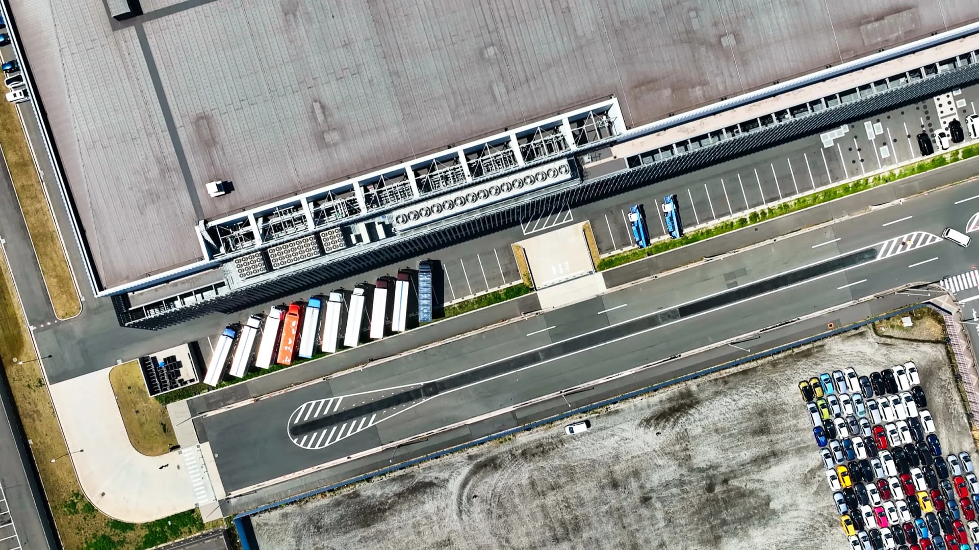 Industrial estate with business premises and solar panels